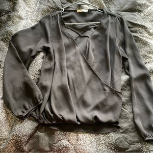 Black criss cross front Long sleeve top